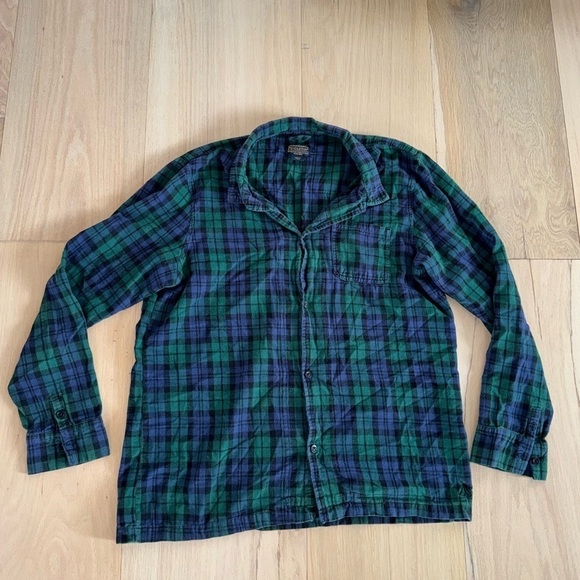 Pendleton Green & Blue Pajama Top Long Sleeve Shirt Size Large - Picture 1 of 6